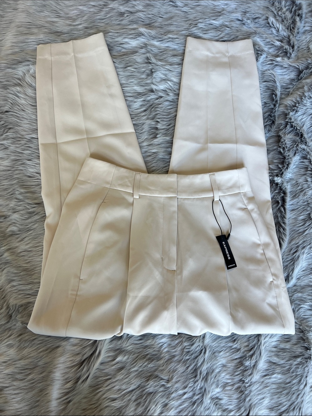 Express Editor Cream High-Waist Pants